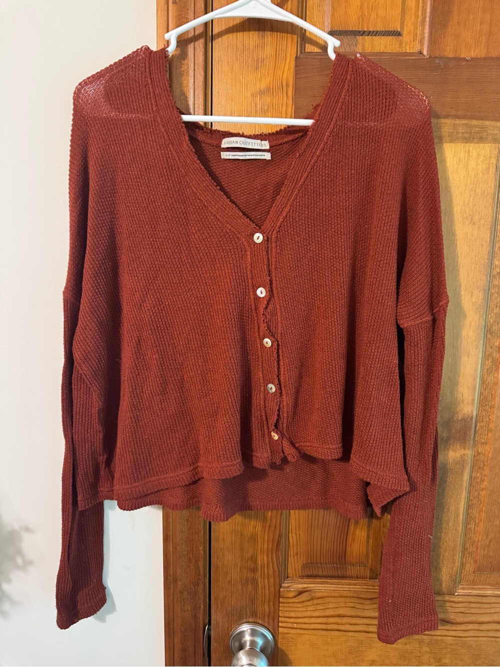 Urban Outfitters Rust Red Button-Front Knit Cardigan
